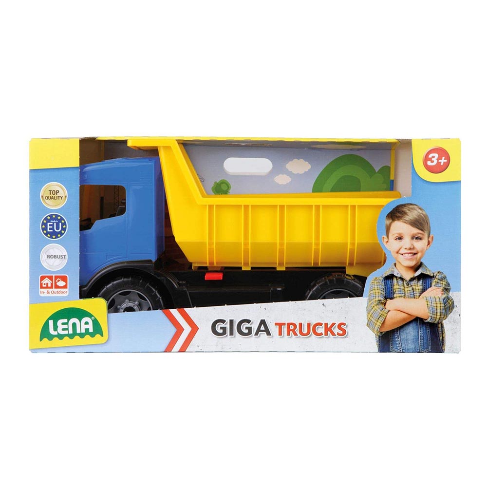 Lena Toy Dump Truck Boxed XL Giga Truck Actros Blue/Yellow 63cm