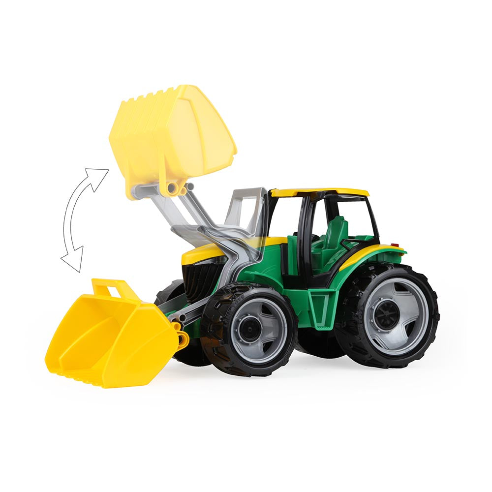 LENA Toy Tractor with Front Loader XL GIGA TRUCK Green/Yellow 62cm