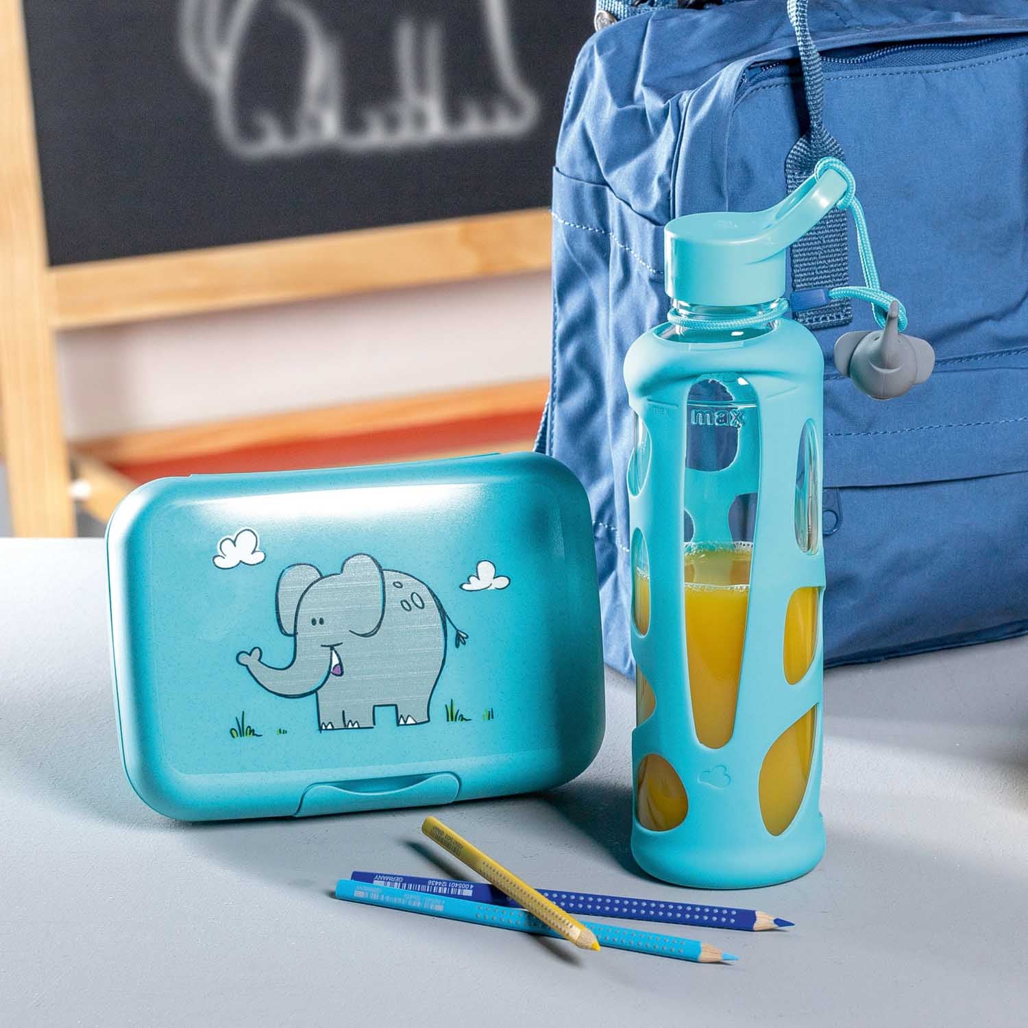 Leonardo Lunchbox for Children BPA-Free BAMBINI - Turquoise Elephant