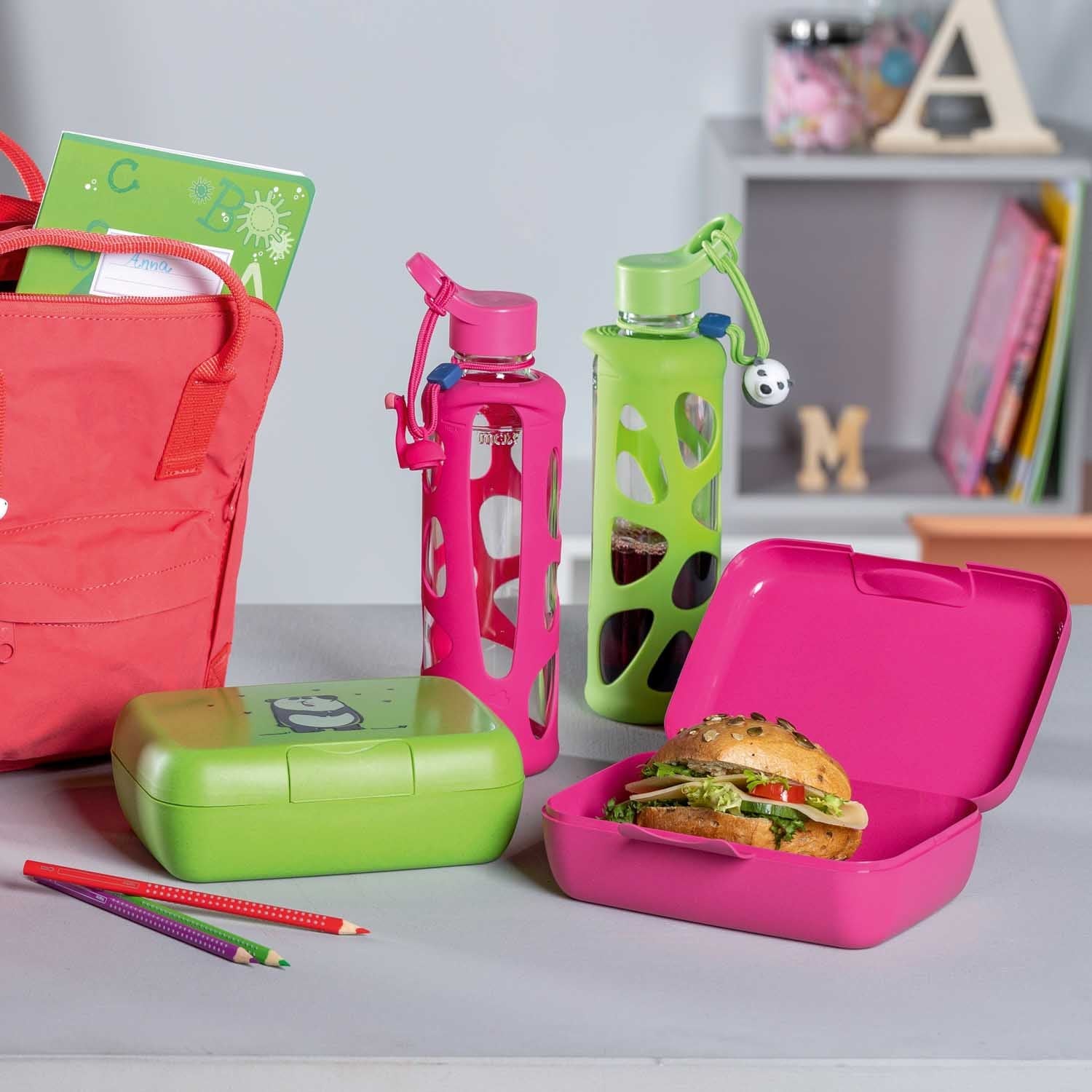 Leonardo Lunchbox for Children BPA-Free BAMBINI - Pink Flamingo