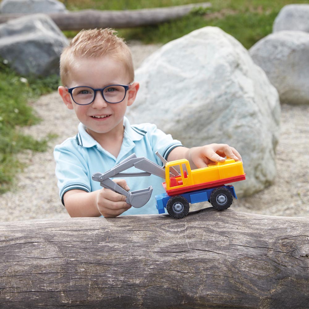 LENA Toy Vehicle Set – 2x Dump Truck 1x Excavator 1x Earth Mover – 4 Pieces