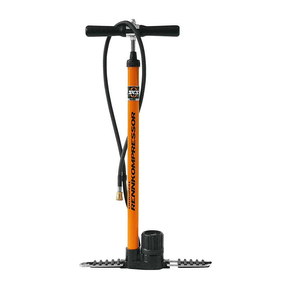 SKS Bike Floor Pump RENNKOMPRESSOR BRASS PUSH-ON VALVE Orange