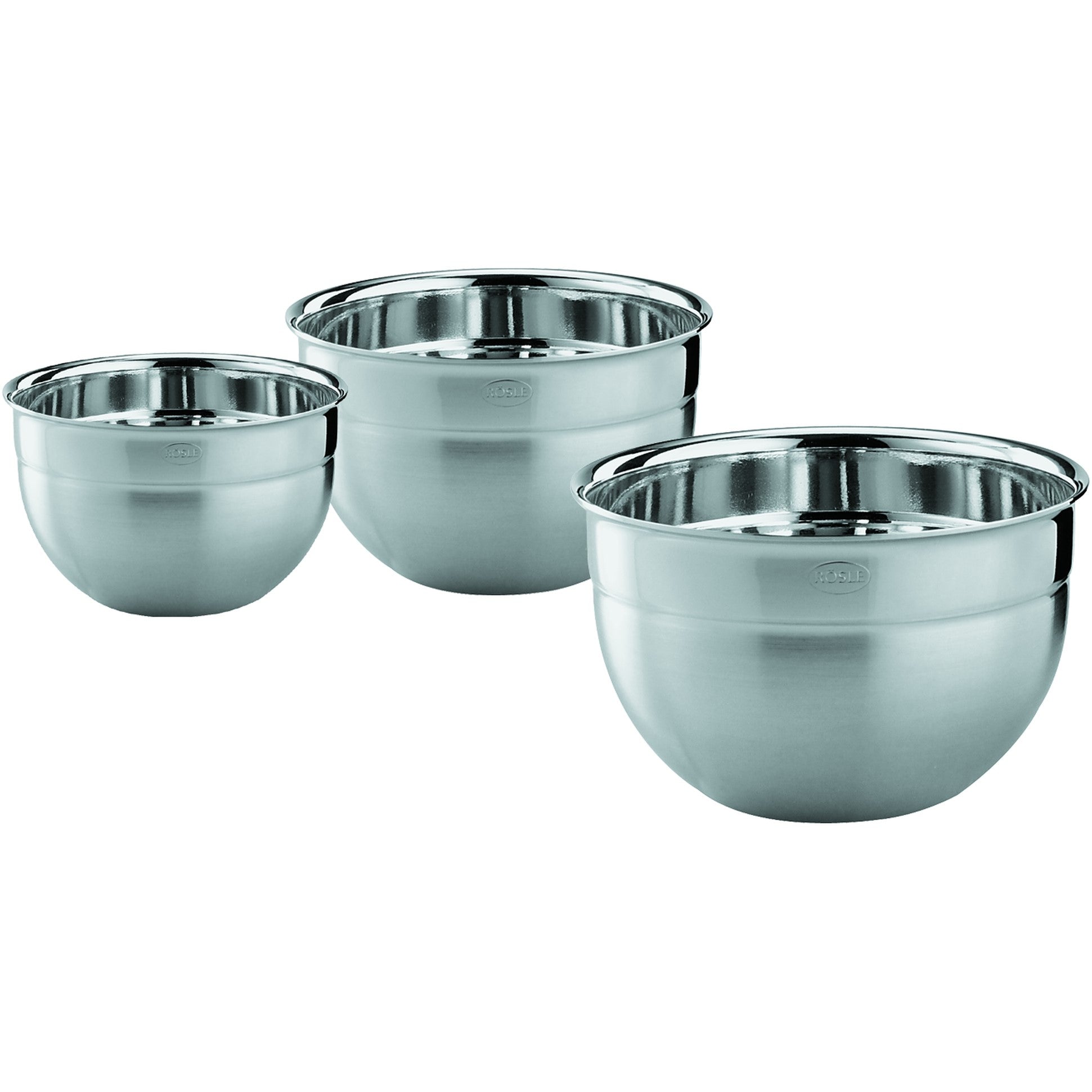 Roesle Deep Bowl Set in Stainless Steel - 16, 20, 24cm Diameter - 3 Pieces