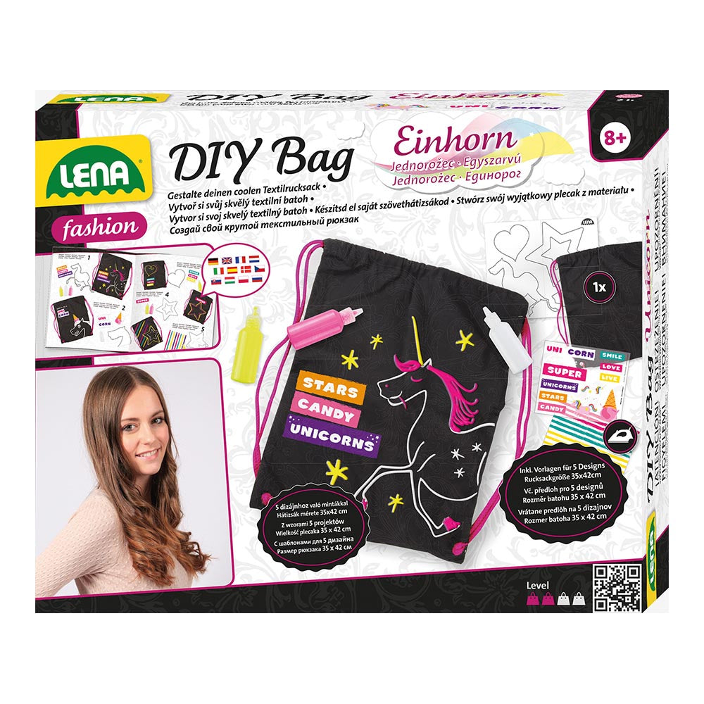 LENA DIY Unicorn Drawstring Backpack: Arts & Crafts Design Your Own Bag