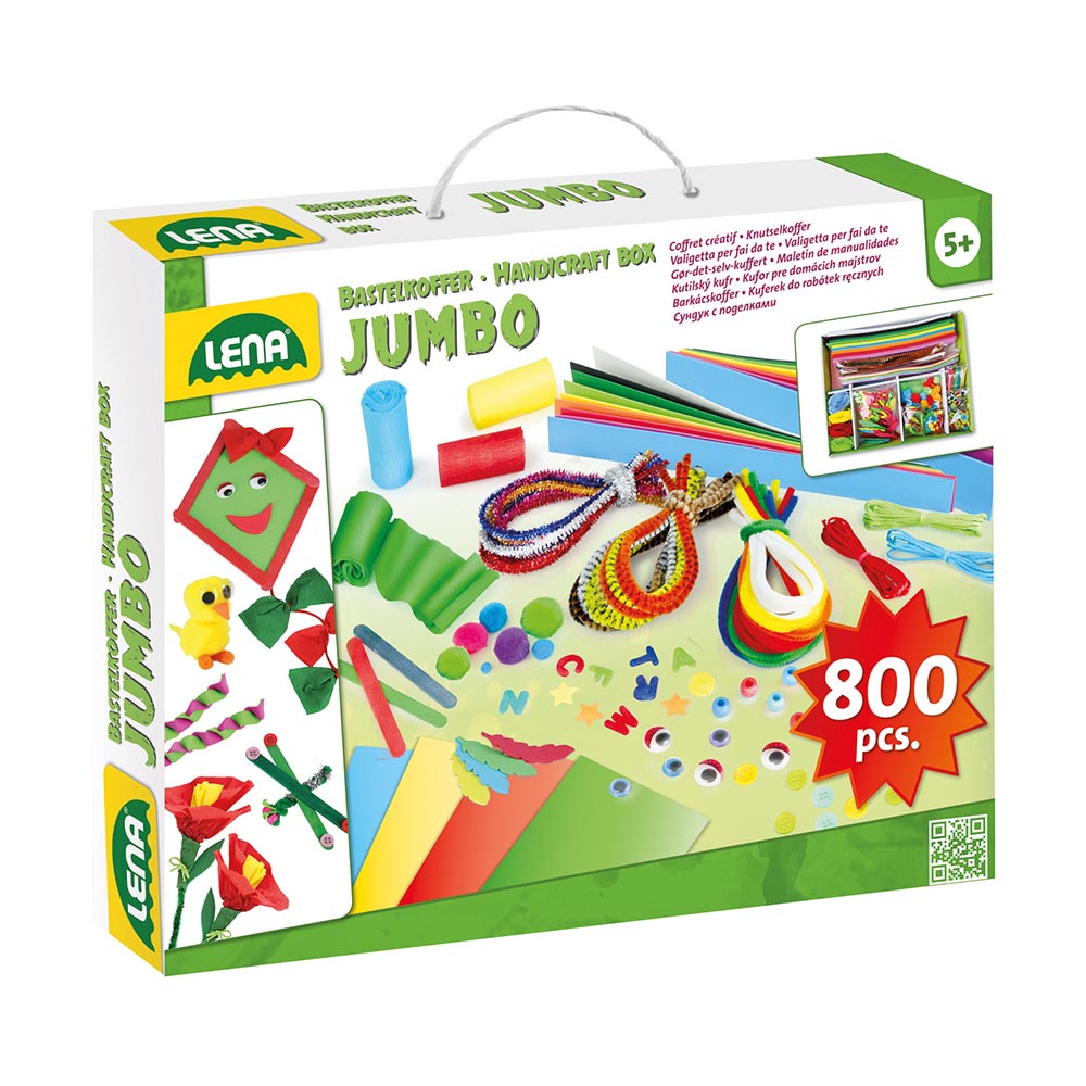 LENA Jumbo Arts & Craft Kit: Paper, Tape, Beads, Buttons Etc. 800 Pieces