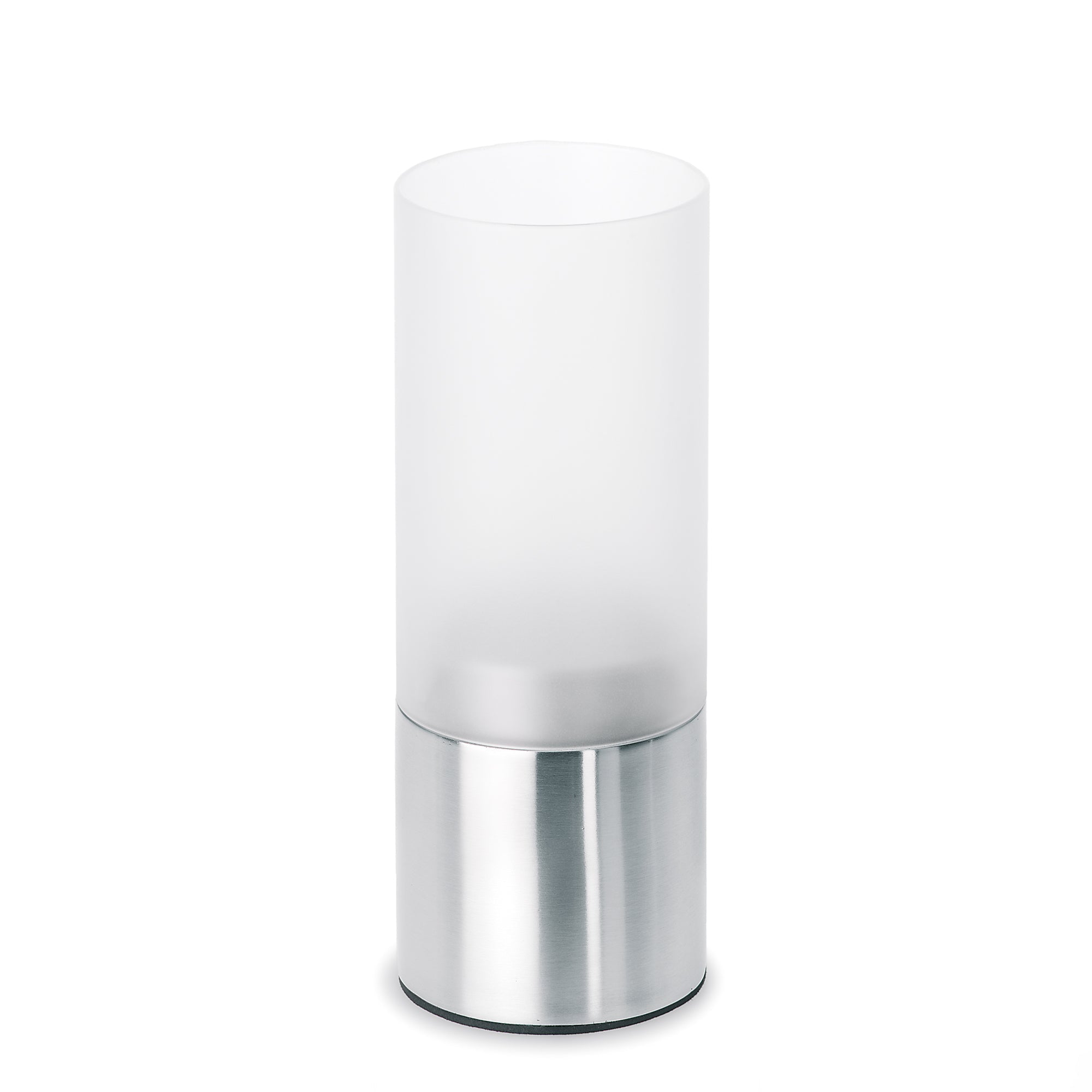 Blomus Tealight Holder: Matt Stainless-Steel with Frosted Glass FARO