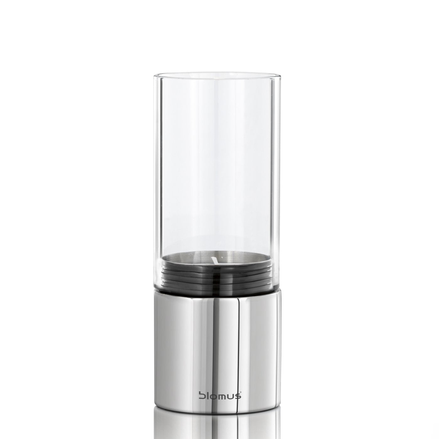 Blomus Tealight Holder: Polished Stainless-Steel with Clear Glass FARO