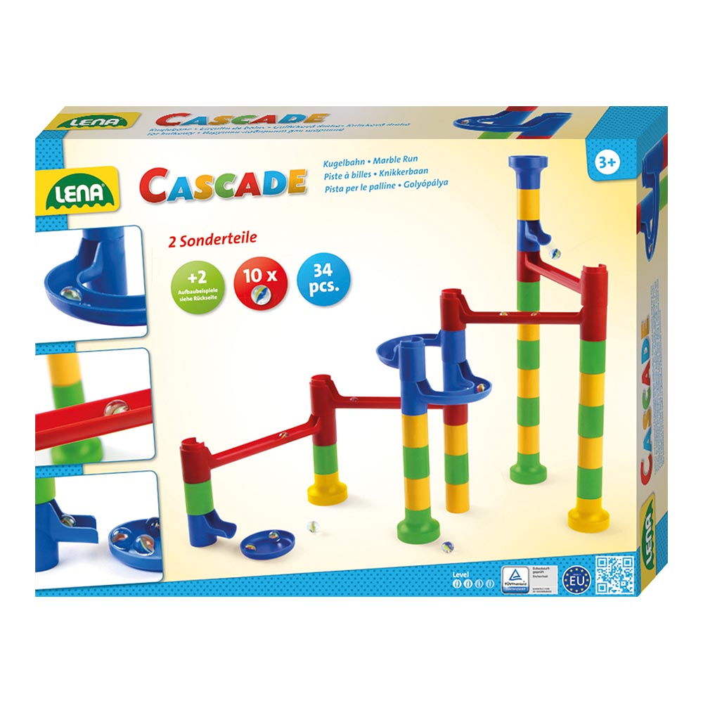 Lena Cascade Marble Run Curve Build Your Own - 10 Marbles Included