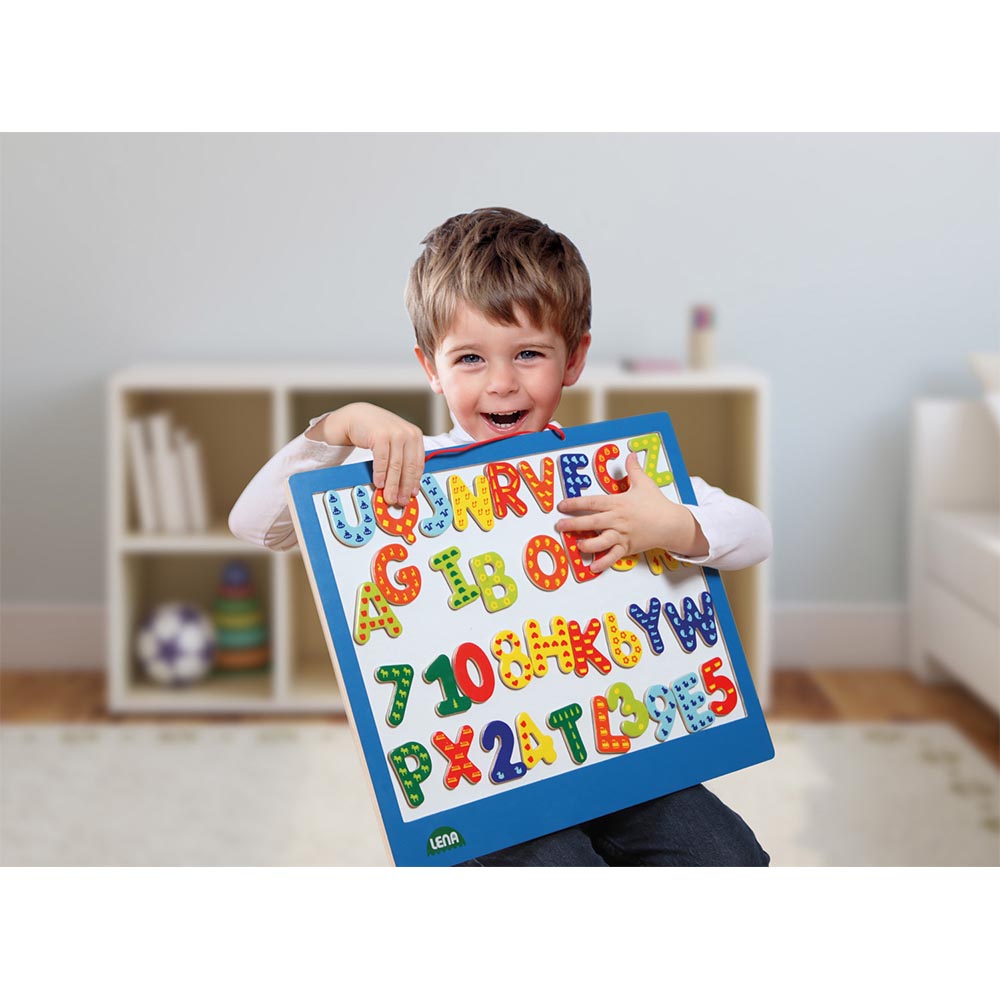 LENA Magnetic Board with 26 Letters and 10 Digits: Nature Theme