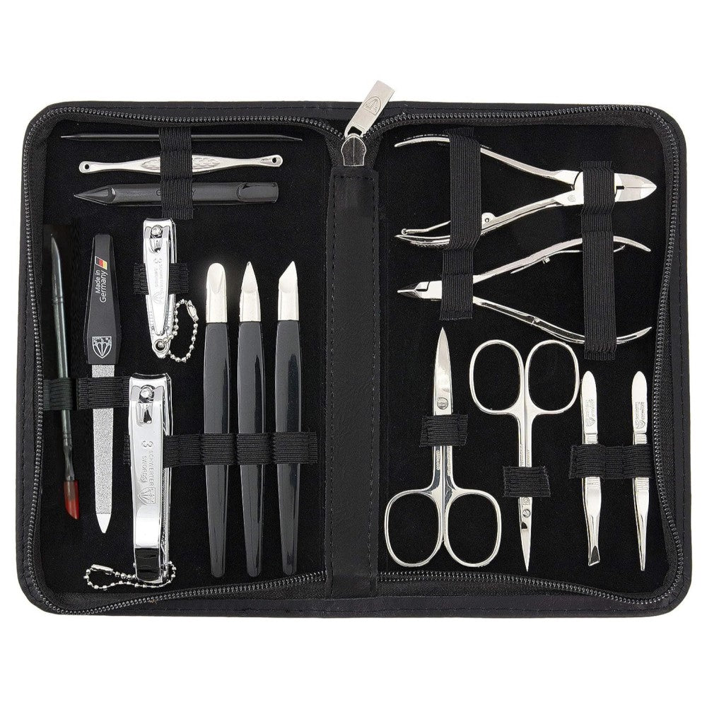 3 Swords Manicure Set: 16 Handmade Steel Nail Tools in a Black Leather Look Case 9210 PN3 Swords Manicure Set: 16 Handmade Steel Nail Tools in a Black Leather Look Case 9210 PN