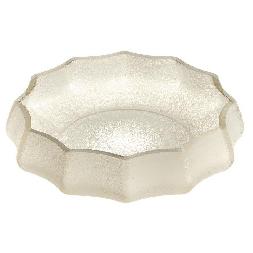 Leonardo Bowl: Scalloped Decorative Beige Coloured Glass Ferrara 27.5cm