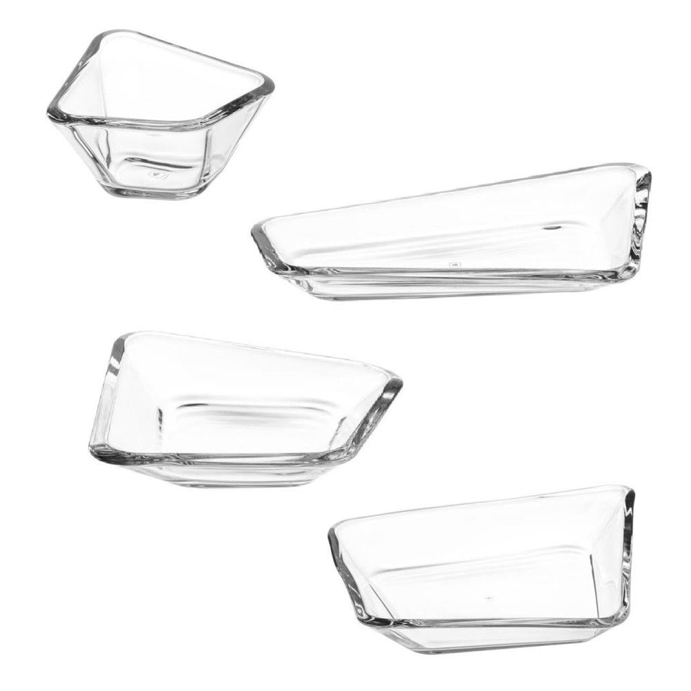 Leonardo Decorative Glass Bowls: Asymmetrical Clear Glass – Set of 4