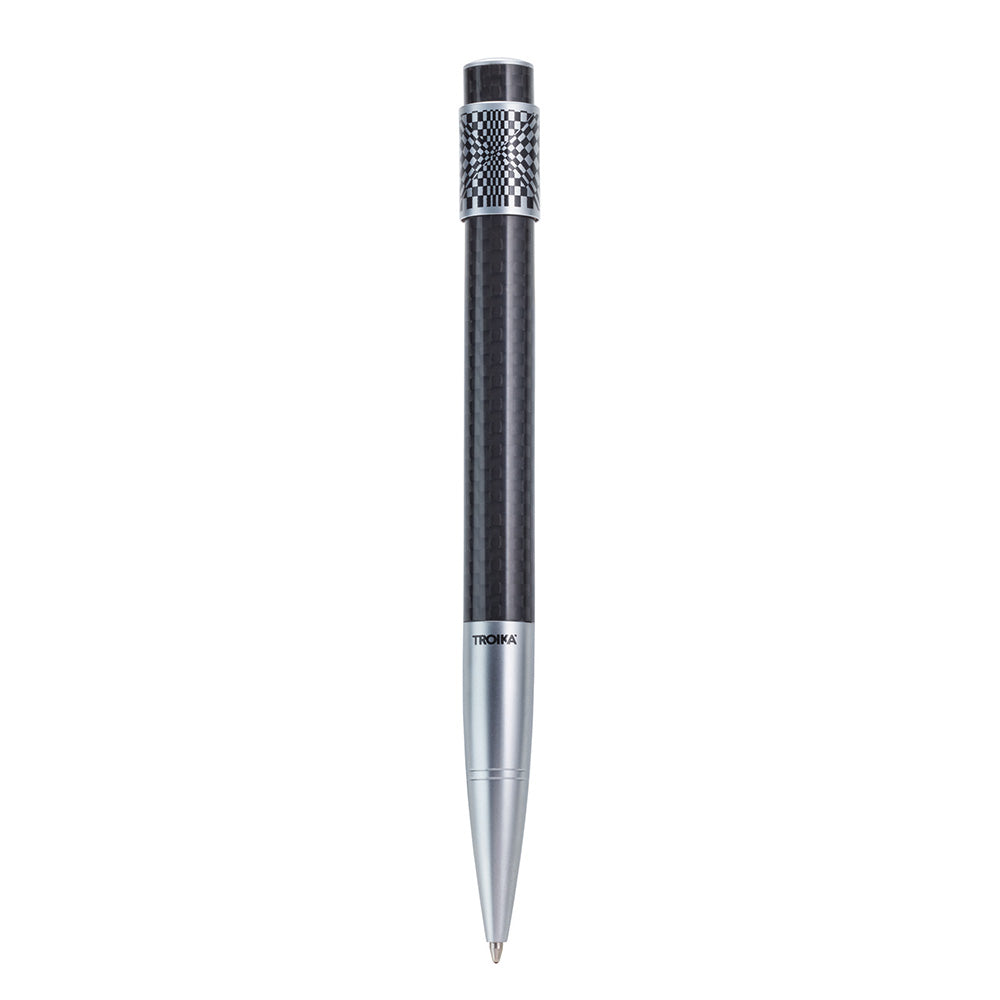 TROIKA Ballpoint Pen With Rotating Ring - Checker Pattern for Stress Relief