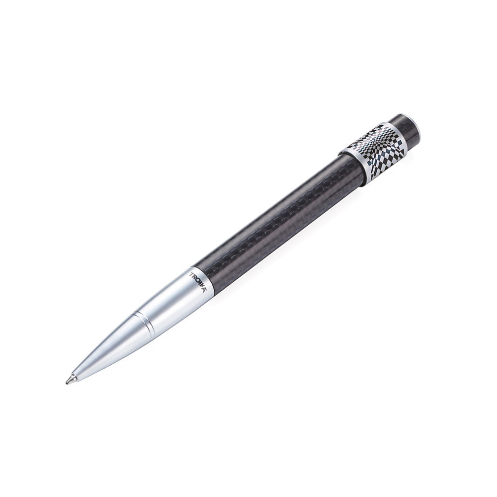 TROIKA Ballpoint Pen With Rotating Ring - Checker Pattern for Stress Relief