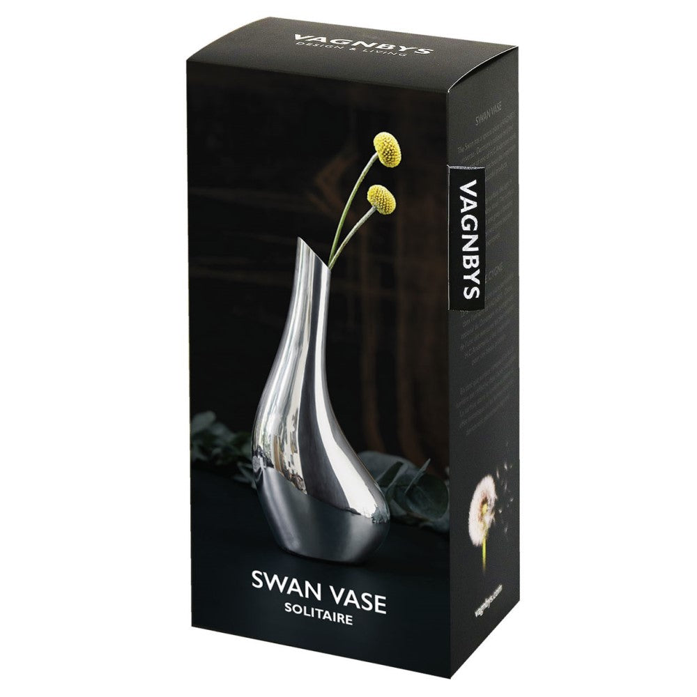 Demo - VAGNBYS Vase: Swan Solitaire Single Stem Vase in Silver Stainless Steel