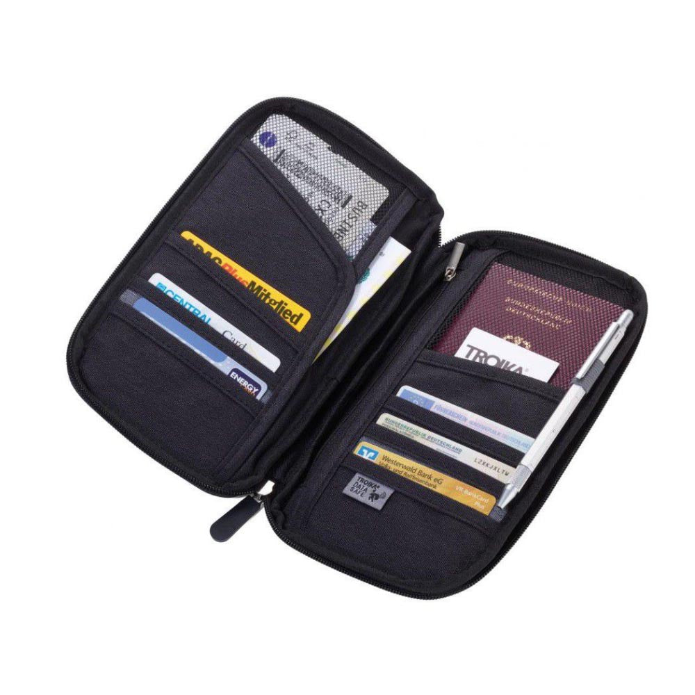 Demo - Troika Travel Document Case Rfid Blocking Personalisable Safe Flight Black