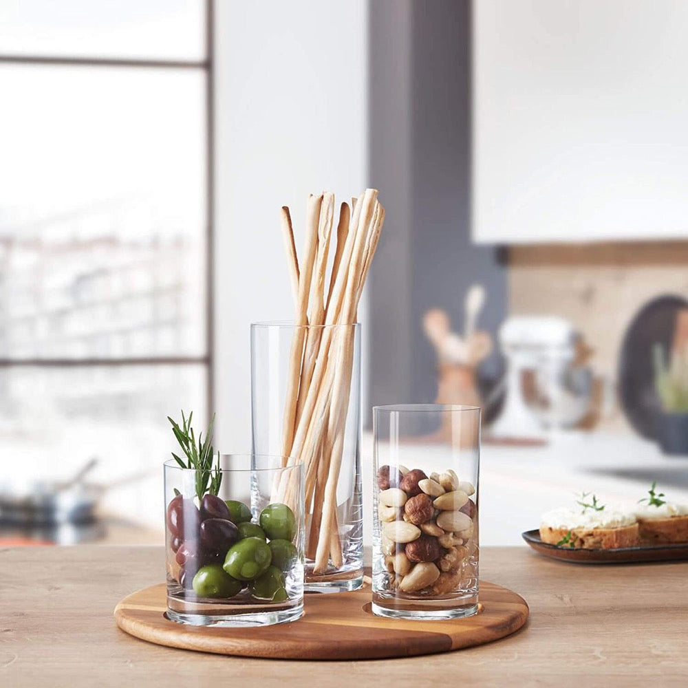 Leonardo Appetiser Server: Round Wood Server with 3 Serving Glasses Cucina