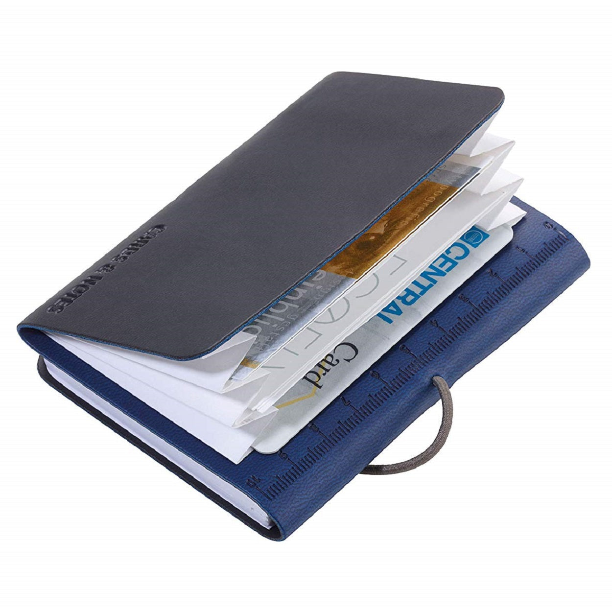 TROIKA Card Case Wallet and Notepad DIN A7 Blue/Black