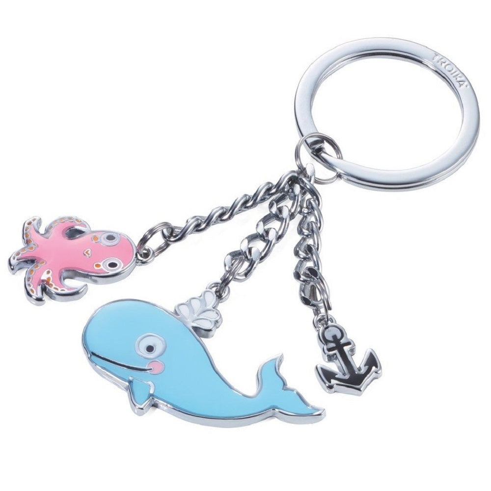 TROIKA Keyring OCEAN FRIENDS with 3 Charms: Whale Octopus Anchor