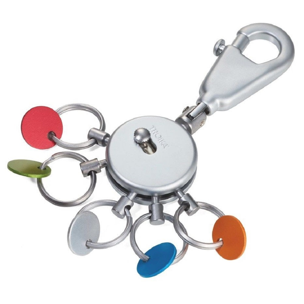 Troika Keyring with Carabiner and 5 Rings PATENT COLOUR – Matt