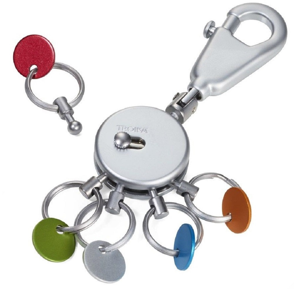 Troika Keyring with Carabiner and 5 Rings PATENT COLOUR – Matt