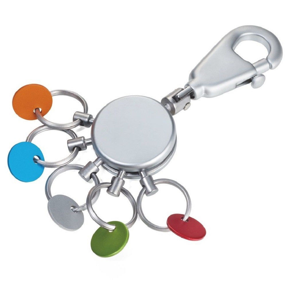 Troika Keyring with Carabiner and 5 Rings PATENT COLOUR – Matt