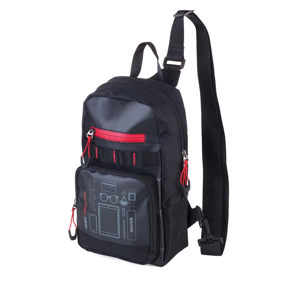 TROIKA Backpack Bag Crossbody CROSS BAG - Black/Red